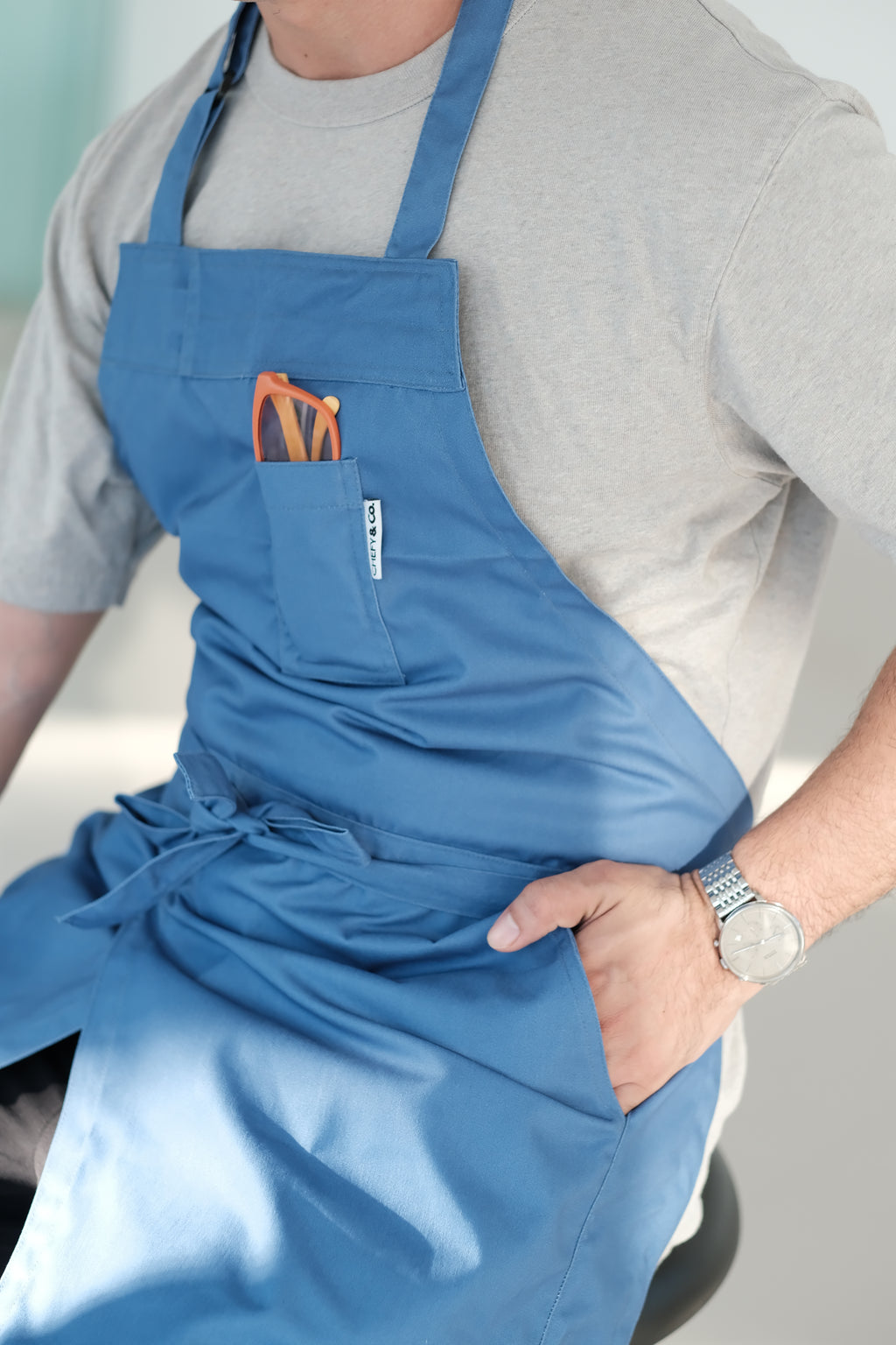 CHEFY & Co. Signature Series Apron – Harbor Blue, Brush Twill